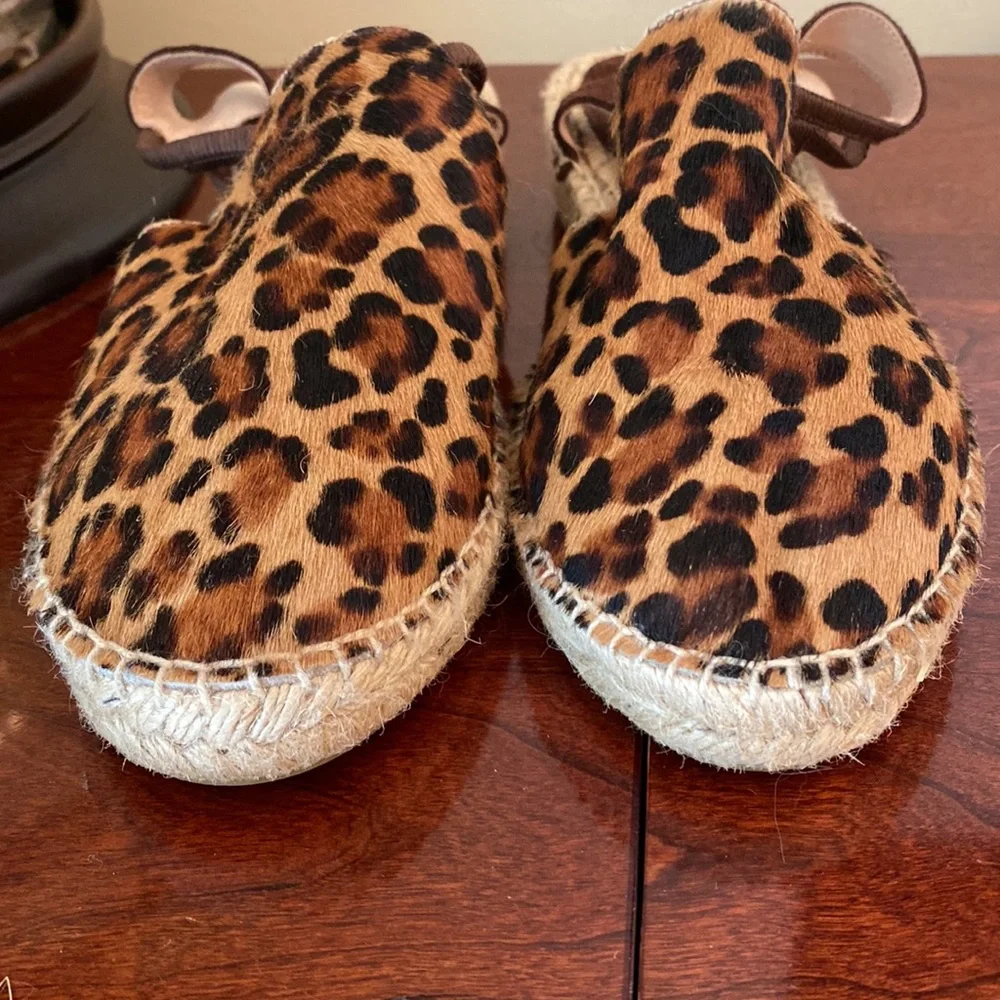 Picon Leopard Print SZ 9 Safari Chic Boho Chic Calf Hair Espadrille Sandal Shoes